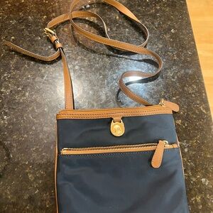 Navy and Brown Crossbody Bag